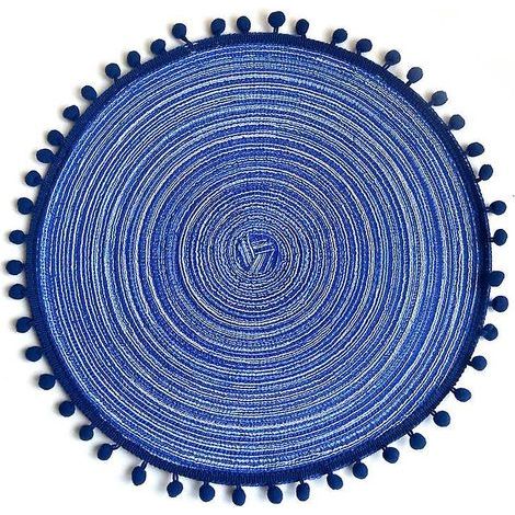 sous-verres En Fil De Coton - Bleu, Style Ins, Napperons Tisss Semi-artisanaux, Style Bohme, Pour Dcorer Les Tables De Bar-restaurant (1/5)
