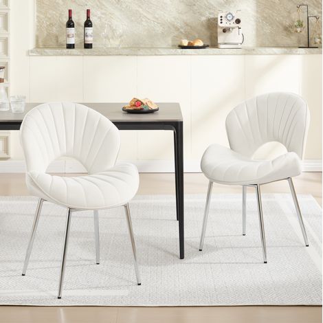 Esszimmerstühle aus Samt, 2er-Set, Elfenbein, 150 kg OKMYHOME (1/5)