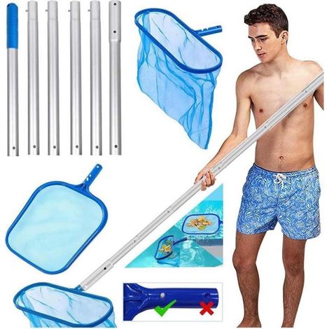 Pool Kescher Set mit Teleskopstange bis 2,1m für Schwimmbad & Teich (1/5)