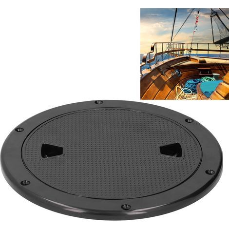 Trappe de visite ronde 8 pouces résistante aux UV pour bateau camping-car, plaque de pont noire. (1/5)