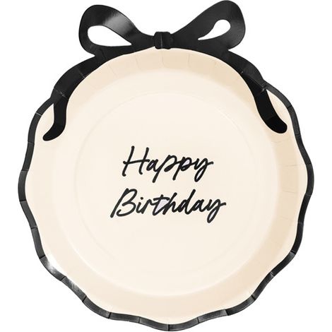„Happy Birthday“-Pappteller mit Schleife – 24 cm, 6 Stück (1/3)