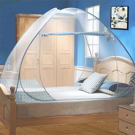 Moustiquaire de Lit, Portable de Voyage Moustiquaire, Double Porte Camping Mosquito Rideau, 200 120 145cm Moustiquaire en Forme de Dôme à Installation Facile - Jante Marron (1/5)