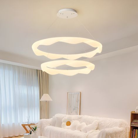 Lustre LED Suspendu 89W Lumiere Gradable Hauteur Reglable Blanc (1/5)