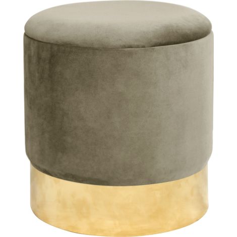 Pouf AKORD GOLDEN aus Samtstoff mit Stauraum in Beige Durchmesser 39 cm Höhe 40 cm (1/5)