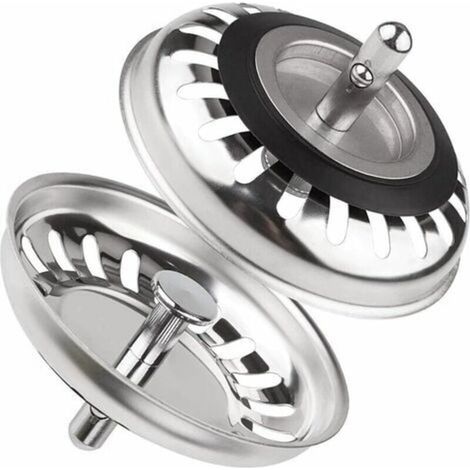 Panier de bonde classic diamètre 79.3 mm，Lot de 2 Bouchon Evier Cuisine INOX, Filtre Evier Cuisine Universel,Bouchon de Bonde Evier Antiblocage en Acier Inoxydable , pour Cuisine et Salle de Bain (1/4)