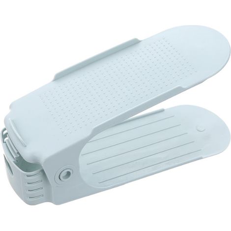 Organisateur de chaussures à double niveau, étagère de rangement bleue (1/4)