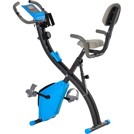 Cyclette Pieghevole 8 Livelli di Resistenza con Seduta Regolabile Blu e Grigio (1/5)