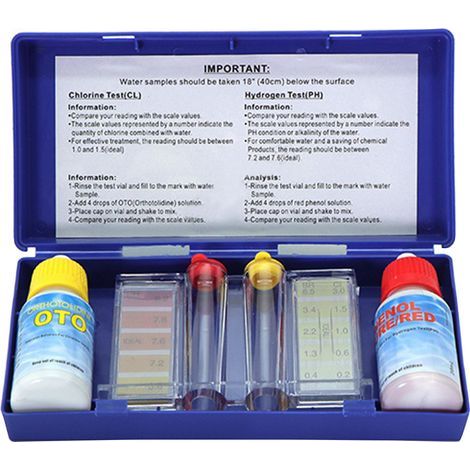 Wasserqualitätsprüflösung mit Teststreifenröhrchen zur Bestimmung von Restchlor und pH-Wert (1/5)
