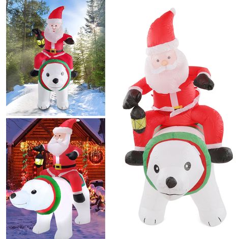 Décorations de Noël, Père Noël chevauchant un ours polaire, décorations lumineuses gonflables pour cours et lieux de réception, norme européenne 100-240V. (1/5)