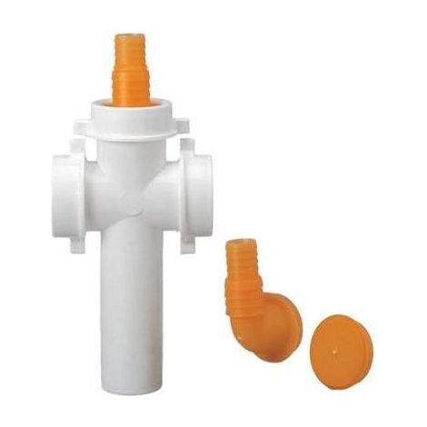 RACCORD 3 VOIES DIAM. 40 AVEC RACCORD POUR LAVE-LINGE ET LAVE-VAISSELLE 120 MM Dimensions : Diam. 40 x 120 mm