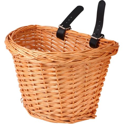Panier de vélo amovible en osier tressé à la main en forme de D, pour guidon avant, petit accessoire de vélo pour le cyclisme, couleur aléat