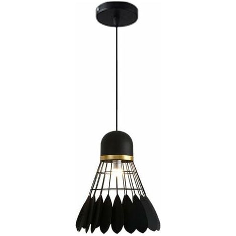 Vintage Industrial Metal Pendant Light Badminton Shaped Chandelier Lampshade for Bedroom Dining Room Cafe Black (1/5)