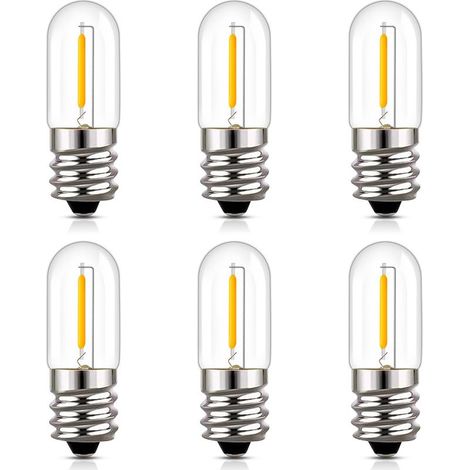 6er-Pack E14 1W T16 LED-Lampen, kleine E14-Fassung, warmweiß (2200 K), Mini-Vintage-Stil, 1 W. Ersetzt 10-W-Glühlampen. Für Nachtlichter. (1/4)