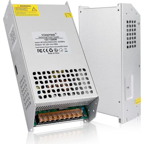 DC 12V 100A 1200W Alimentation Transformateur 220V CA à 12V CC Convertisseur 100A 1200W Alimentation pour 12V Moteur Pompe 3D Imprimeur CCTV Radio (1/5)