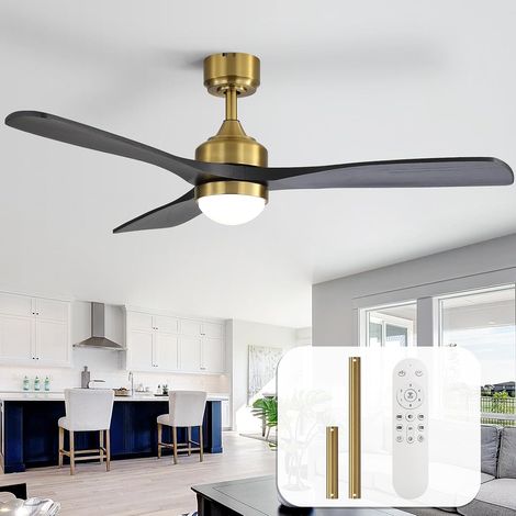 132cm Ventilateur Plafond avec Lumiere et Télécommande, Bois Massif Silencieux DC Réversibles, 3 Températures de Couleur, Minuterie, 6 Vitesses, Mode été Hiver pour Chambre à Coucher Salon (1/5)