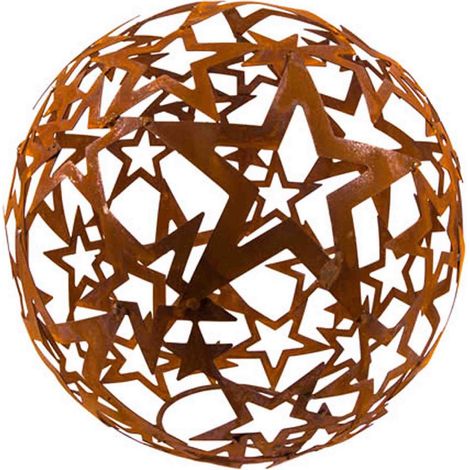 Boule Décorative de Noël en Métal Patiné Rouille Motif Étoiles pour Jardin et Salon 40 cm - PANGIVO (1/2)