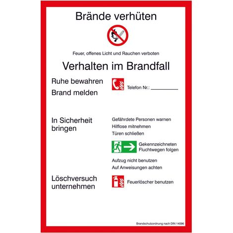 SafetyMarking Verbotsschild Kunststoff B200xH300 mm Brandschutzverordnung BRD (1/2)