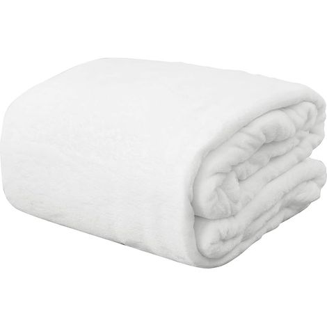Couverture polaire blanche légère, format double, en microfibre ultra douce et confortable (1/5)