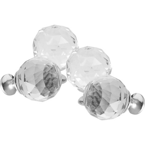 Domino Elegante Crystal Palace Möbelknopf 40mm in Chrom & Weiß  4 Stück