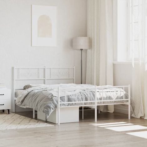 Cadre de lit métal sans matelas-Structure de lit et pied de lit blanc 140x190 cm 653980 (1/5)