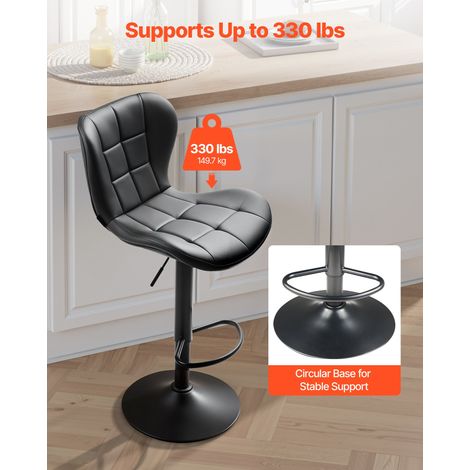 Tabouret de bar, lot de 4, chaise de bar moderne en cuir PU, siège de cuisine pivotante, hauteur réglable, avec dossier et repose-p… (1/5)