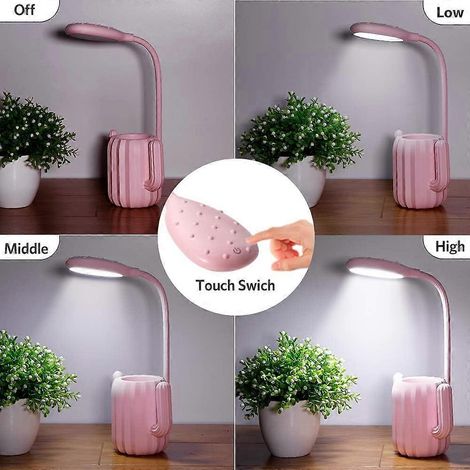 Porte-stylo en forme de cactus, lampe de chevet portable pour la maison et le bureau, idée cadeau parfaite avec sachet parfumé au jasmin, organiseur de bureau et LED rechargeable (1/5)