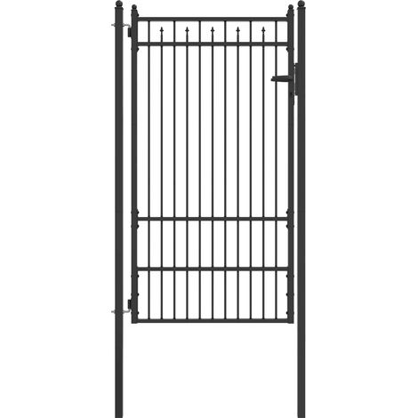 Fence Gate HORST 100 x 175 cm Metal Black Lockable vidaXL (1/4)