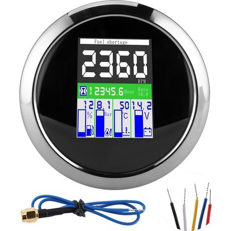 Jauge multifonction 85mm RPM Temp Pression d'huile Compteur de niveau de carburant pour voiture hors-bord MotorcycleBlack Dial. (1/5)