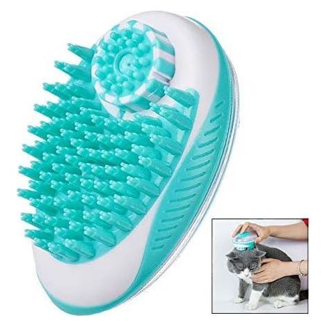 AGE Brosse de bain pour animaux domestiques, brosse pour chiens, brosse pour chats avec poils en silicone ultra doux, brosse de massage pour chiens et chats, vert (1/5)