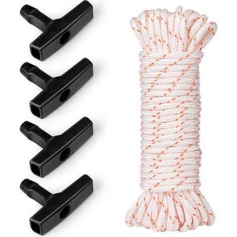 Corde de démarrage tondeuse à gazon Corde de démarrage 10 mètres Ø4mm et poignée de démarrage 4 pièces, adaptée aux tondeuses à gazon, tronçonneuses, coupe bordures, coupe bordures, débroussailleuses