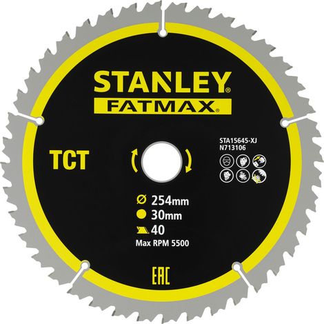 Lama per Sega Circolare Stanley FATMAX STA15645-XJ TCT Ø254 x 30 mm 40 Denti (1/2)