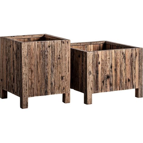Jardinière bois vieilli style colonial marron pour intérieur élégant - Marron bois vieilli colonial (1/5)