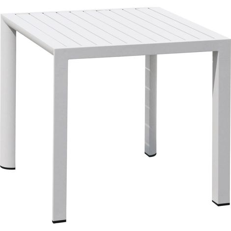 Tavolo Quadrato da Giardino 80x80x75 cm in Alluminio Bianco