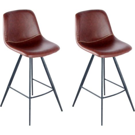 Lot de 2 Chaises de Bar "Samantha" 102cm Marron & Noir (1/4)