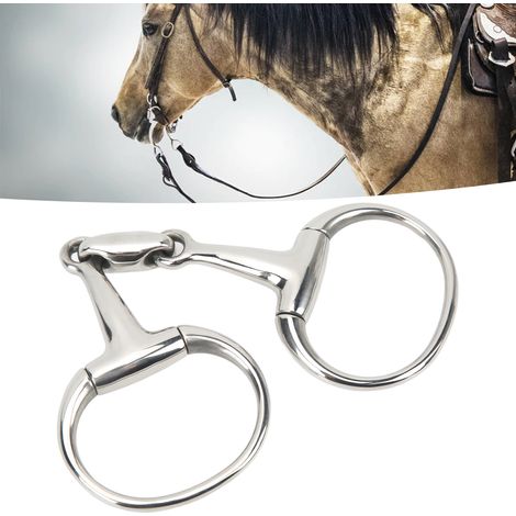 Mors de bride de 125 mm en acier inoxydable avec anneaux en O, mors à anneaux libres pour chevaux, idéal pour les élevages équins. (1/5)