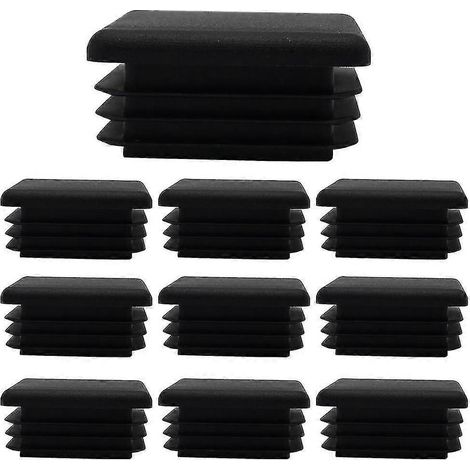 Black Plastic Square Plugs - 10pcs Tubing Post End Cap Chair Glide 60mm (1/3)