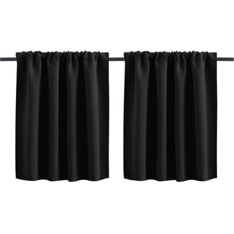 Blackout kitchen curtains, 76x60cm, polyester, rod pocket. (1/5)