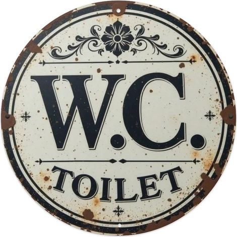 Plaque murale rustique WC (toilette) de style vintage pour maison, bar, jardin, affiche en métal 20,3 x 20,3 cm (1/5)