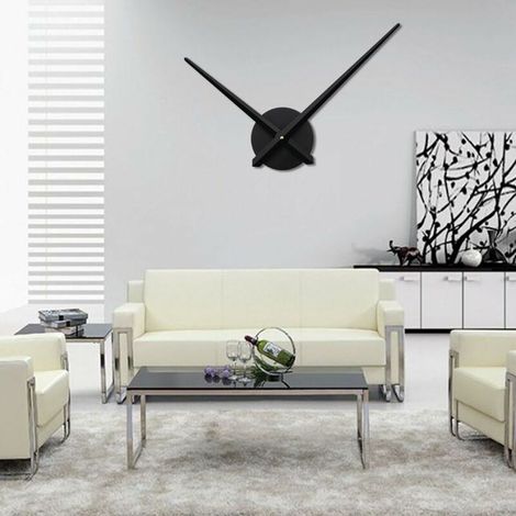 Horloge Murale 3D, Horloge à Quartz Bricolage 3D, Horloge métallique 3D Bricolage Mains Horloge métallique Moderne avec 2 Aiguilles, Horloge pour décoration de Salon (Noir) (1/5)