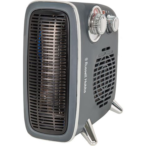 Radiateur électrique 1800 W/1,8 kW, radiateur soufflant horizontal/vertical rétro en gris avec thermostat réglable, 2 réglages de chaleur (1/5)