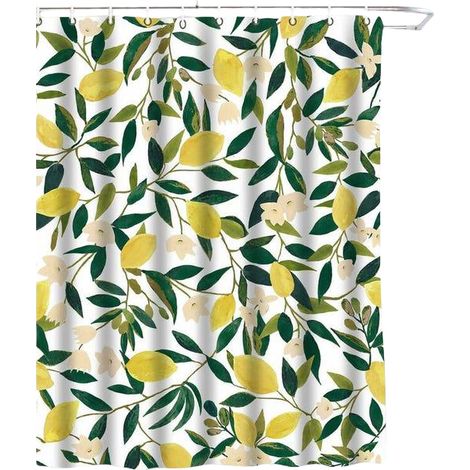 Rideau de douche en imperméable style citron avec crochets 180180cm 12 Tissu (1/4)