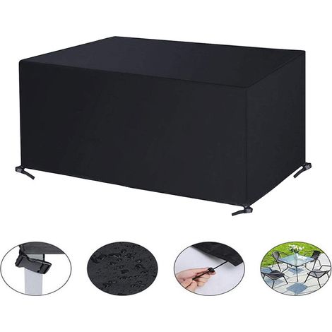 Rectangular Garden Furniture Covers, Waterproof and Dustproof, 420D Oxford for Outdoor Table and Chair, 180120120cm, Black (1/5)