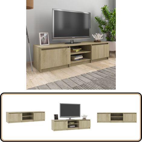 Meuble TV Chêne sonoma 140x40x35,5 cm Bois d'ingénierie - Meuble Tv - Meuble Téléviseur - Rangement Tv - Unité Tv - Console Tv