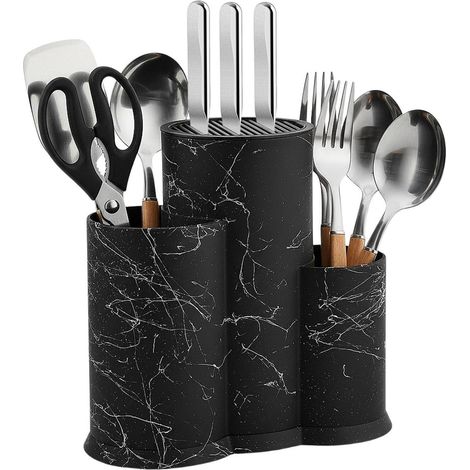 Messerblock Universal Kunststoff mit Abtropflöchern für Küchenmesser & Besteck (1/4)