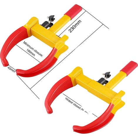 Antivol de roue, construction en acier robuste, largeur réglable de 180 mm à 300 mm, compatible avec les voitures particulières et les remorques (1/5)