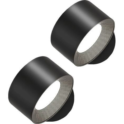 Applique da parete, telecomando wireless, illuminazione dimmerabile, NERO - 2 pezzi (1/2)