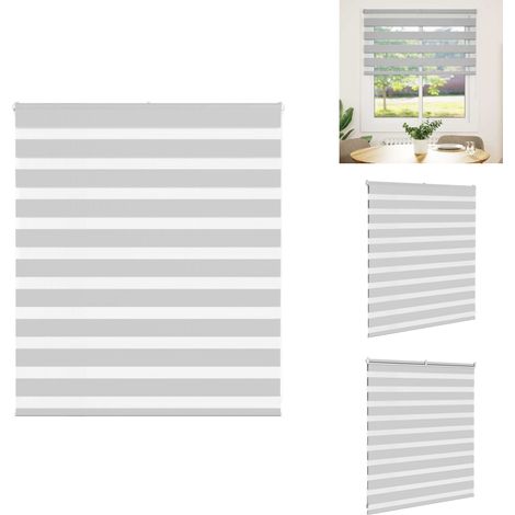 Store zèbre gris clair largeur du tissu 115,9 cm polyester - Store Zébré - Stores Zébrés - Store À Enrouleur Zébré - Double Store À Enrouleur (1/5)