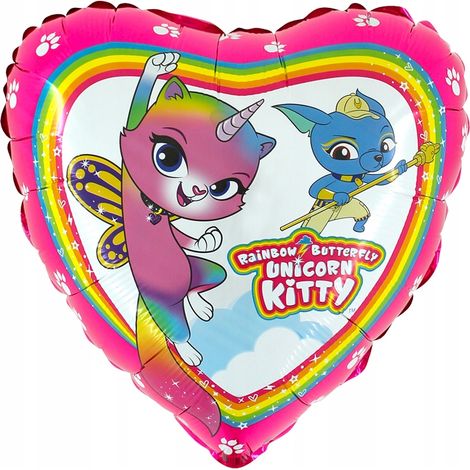 Ballon en aluminium motif chat arc-en-ciel papillon et maïs, 45 cm