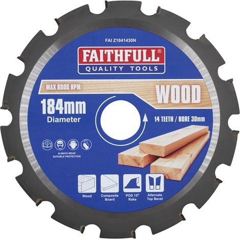 High-Performance TCT Circular Saw Blade for Nail Cutting, 184 x 30mm, 14 Teeth, Negative Hook Angle (1/3)