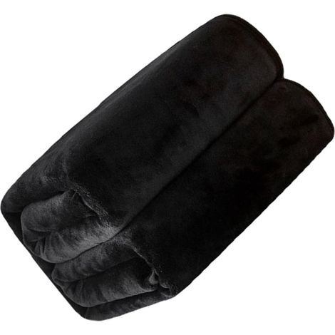 Couverture Polaire Noire Unie 150X200 CM en Flanelle Douce Couverture de Couchage Légère et Chaude pour Lit Salon et Usage Intérieur Extérieur pour Hiver (1/5)